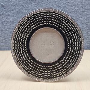 Vintage Black Silver Rhinestone trimmed round picture frame 5.25inches diameter